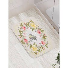 Vintage Wreath Butterfly Bath Mat