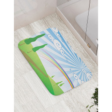 Rainbow on a Meadow Road Bath Mat