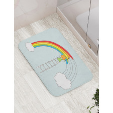 Doodle Girl on a Ladder Bath Mat