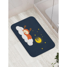 Reindeer Sleeping in Sky Bath Mat