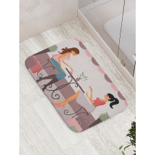 Women Having Coffee Bath Mat