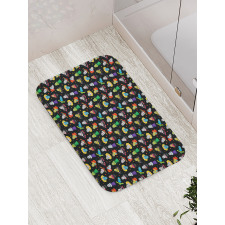 Funny Skulls Stars Bath Mat