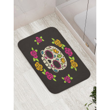 Floral Wreath Skull Bath Mat