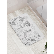 Medical Herbs Pattern Bath Mat