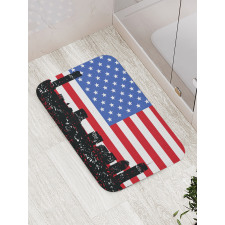 Skyline and US Flag Bath Mat