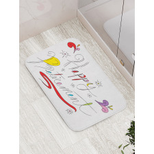 Floral Motifs Doodle Bath Mat