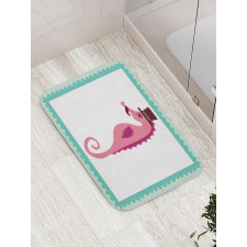 Hipster Seahorse Hat Bath Mat