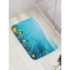 Fish in the Wavy Ocean Bath Mat