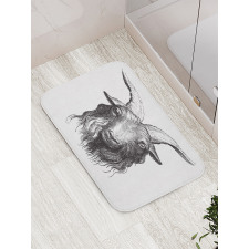 Wild Ruminant Mammal Head Bath Mat