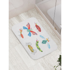 Hand Drawn Bug Pattern Bath Mat