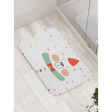 Xmas Bear Party Hat Bath Mat