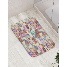 Grunge Abstract Floral Art Bath Mat