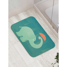 Elephant Holding Umbrella Bath Mat