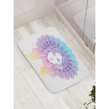 Boho Girl Feather Mandala Bath Mat