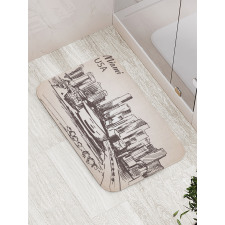 Miami Cityscape Sketch Bath Mat