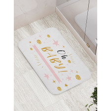 Calligraphy Stars Dots Bath Mat