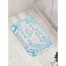 Wavy Lines Nautical Love Bath Mat