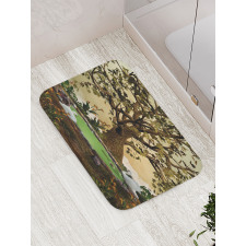 Forest Tree Pond and Swans Bath Mat
