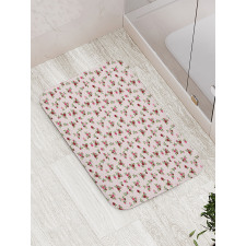 Rose Bouquet on Polka Dots Bath Mat