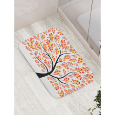 Tangerine Leaves Tree Bath Mat