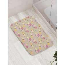 Vintage Rose Bunches Dots Bath Mat