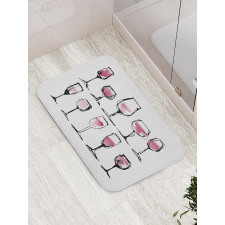 Sketch Wine Glasses Bath Mat