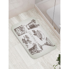 Vintage Sketch Beverage Bath Mat