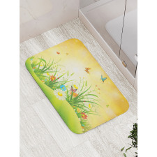 Colorful Meadow Scenery Bath Mat