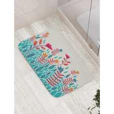 Doodle Poppy Flowers Bath Mat