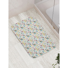 Cartoon Hawaii Trees Bath Mat