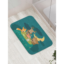 Forest Bonfire at Night Bath Mat