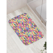 Pastel Retro Funky Grid Bath Mat