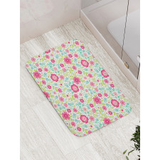 Blossoming Field Fern Leaves Bath Mat