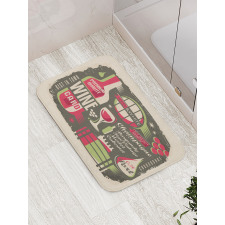 Alcoholic Hard Drinks Bottles Bath Mat