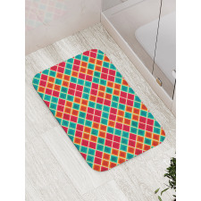 Vibrant Grunge Rhombus Bath Mat