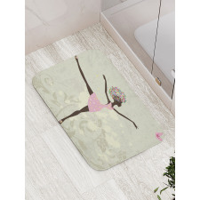 Afro Girl with Floral Hair Bath Mat