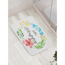 Watercolor Floral Wreath Bath Mat