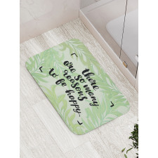 Green Leafy Branches Words Bath Mat