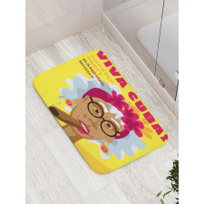 Cuban Woman Caricature Art Bath Mat