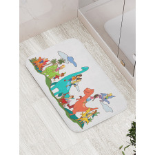 Kids Playing Dinosaurs Bath Mat