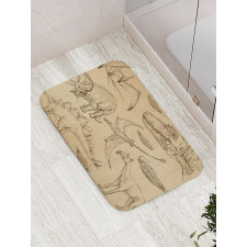 Vintage Sketch Animals Bath Mat