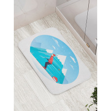 Man Skiing on a Snowy Hill Bath Mat