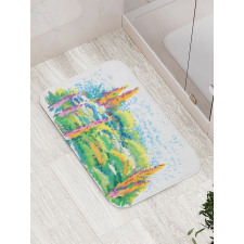 Floral Nature Meadow Trees Bath Mat