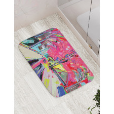 Funky Streets Sketch Trees Bath Mat