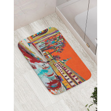 Historical Town Painting Bath Mat