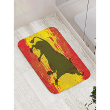 Bull Silhouette on Flag Bath Mat