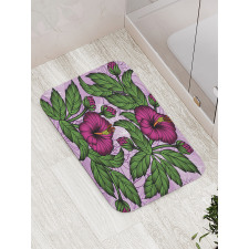 Hibiscus Blossoms Pattern Bath Mat