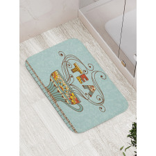 Cup Floral Ornamental Lines Bath Mat