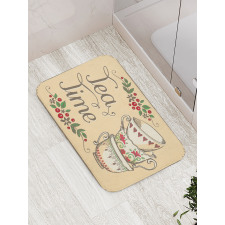 Flowers and Berries with Swirls Bath Mat