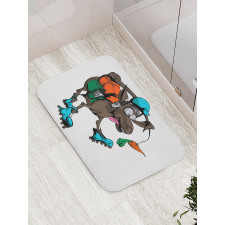 Funny Animal Chasing Carrot Bath Mat